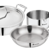 Bergner Argent Triply Stainless Steel 4 Pc Cookware Set of 16 cm / 1 LTR Saucepan, 24 cm / 2.5 LTR Kadai with Lid and 22 cm Frypan, 4 Pcs Cookware Set, Durable, Induction & Gas Ready, Silver